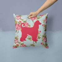 Afghan Hound Shabby Chic Blue Roses   Canvas Fabric Decorative Pillow BB1066