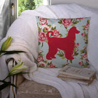 Afghan Hound Shabby Chic Blue Roses   Canvas Fabric Decorative Pillow BB1066