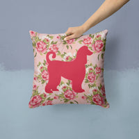 Afghan Hound Shabby Chic Pink Roses  Fabric Decorative Pillow BB1066-RS-PK-PW1414