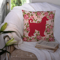 Afghan Hound Shabby Chic Pink Roses  Fabric Decorative Pillow BB1066-RS-PK-PW1414
