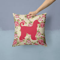 Afghan Hound Shabby Chic Yellow Roses  Fabric Decorative Pillow BB1066-RS-YW-PW1414