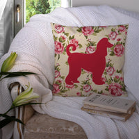 Afghan Hound Shabby Chic Yellow Roses  Fabric Decorative Pillow BB1066-RS-YW-PW1414