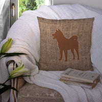 Akita Burlap and Brown   Canvas Fabric Decorative Pillow BB1082