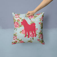 Akita Shabby Chic Blue Roses   Canvas Fabric Decorative Pillow BB1082