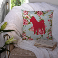 Akita Shabby Chic Blue Roses   Canvas Fabric Decorative Pillow BB1082