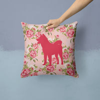Akita Shabby Chic Pink Roses  Fabric Decorative Pillow BB1082-RS-PK-PW1414