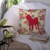 Akita Shabby Chic Yellow Roses  Fabric Decorative Pillow BB1082-RS-YW-PW1414