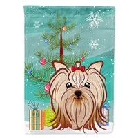 Christmas Tree and Yorkie Yorkshire Terrier Flag Canvas House Size BB1576CHF