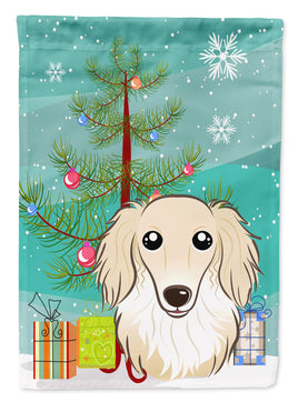 Christmas Tree and Longhair Creme Dachshund Flag Garden Size BB1584GF