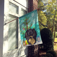 Christmas Tree and Longhair Black and Tan Dachshund Flag Canvas House Size BB1585CHF