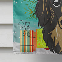 Christmas Tree and Longhair Black and Tan Dachshund Flag Canvas House Size BB1585CHF
