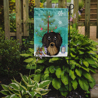 Christmas Tree and Longhair Black and Tan Dachshund Flag Garden Size BB1585GF