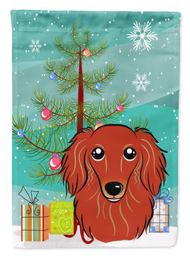 Christmas Tree and Longhair Red Dachshund Flag Garden Size BB1586GF