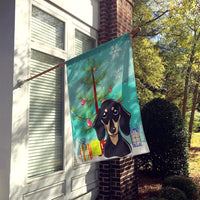 Christmas Tree and Smooth Black and Tan Dachshund Flag Canvas House Size BB1587CHF