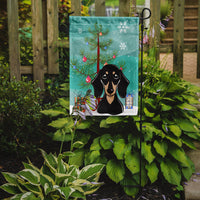 Christmas Tree and Smooth Black and Tan Dachshund Flag Garden Size BB1587GF