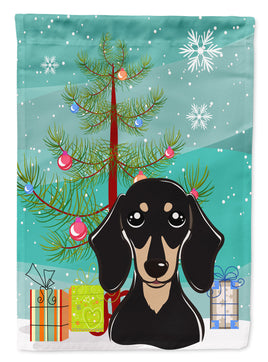 Christmas Tree and Smooth Black and Tan Dachshund Flag Garden Size BB1587GF
