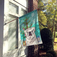 Christmas Tree and White English Bulldog  Flag Canvas House Size BB1592CHF