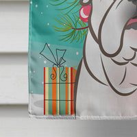 Christmas Tree and White English Bulldog  Flag Canvas House Size BB1592CHF