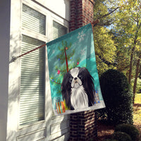 Christmas Tree and Japanese Chin Flag Canvas House Size BB1602CHF