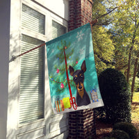 Christmas Tree and Min Pin Flag Canvas House Size BB1612CHF