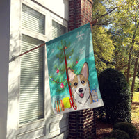 Christmas Tree and Sable Corgi Flag Canvas House Size BB1625CHF