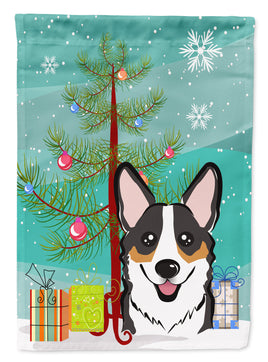 Christmas Tree and Tricolor Corgi Flag Garden Size BB1627GF