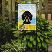 Smooth Black and Tan Dachshund Summer Beach Flag Garden Size BB2083GF