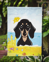 Smooth Black and Tan Dachshund Summer Beach Flag Garden Size BB2083GF