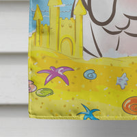 White English Bulldog  Summer Beach Flag Canvas House Size BB2088CHF