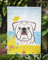 White English Bulldog  Summer Beach Flag Garden Size BB2088GF