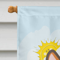Red Corgi Summer Beach Flag Canvas House Size BB2122CHF