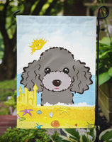 Silver Gray Poodle Summer Beach Flag Garden Size BB2127GF