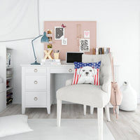 American Flag and Maltese Fabric Decorative Pillow BB2138PW1414