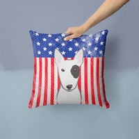 American Flag and Bull Terrier Fabric Decorative Pillow BB2139PW1414