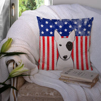 American Flag and Bull Terrier Fabric Decorative Pillow BB2139PW1414