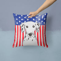 American Flag and Dalmatian Fabric Decorative Pillow BB2140PW1414
