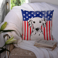 American Flag and Dalmatian Fabric Decorative Pillow BB2140PW1414
