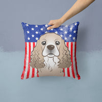 American Flag and Cocker Spaniel Fabric Decorative Pillow BB2146PW1414
