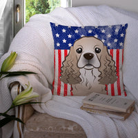American Flag and Cocker Spaniel Fabric Decorative Pillow BB2146PW1414