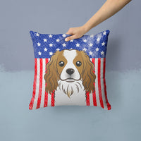 American Flag and Cavalier Spaniel Fabric Decorative Pillow BB2154PW1414