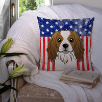 American Flag and Cavalier Spaniel Fabric Decorative Pillow BB2154PW1414