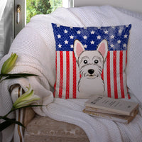 American Flag and Westie Fabric Decorative Pillow BB2156PW1414