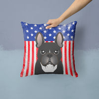 American Flag and French Bulldog Fabric Decorative Pillow BB2157PW1414