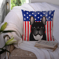 American Flag and French Bulldog Fabric Decorative Pillow BB2157PW1414