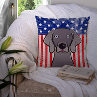 American Flag and Weimaraner Fabric Decorative Pillow BB2161PW1414