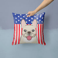 American Flag and French Bulldog Fabric Decorative Pillow BB2168PW1414