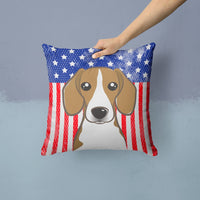 American Flag and Beagle Fabric Decorative Pillow BB2169PW1414