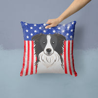 American Flag and Border Collie Fabric Decorative Pillow BB2171PW1414