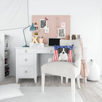 American Flag and Border Collie Fabric Decorative Pillow BB2171PW1414