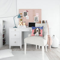 American Flag and Basset Hound Fabric Decorative Pillow BB2173PW1414